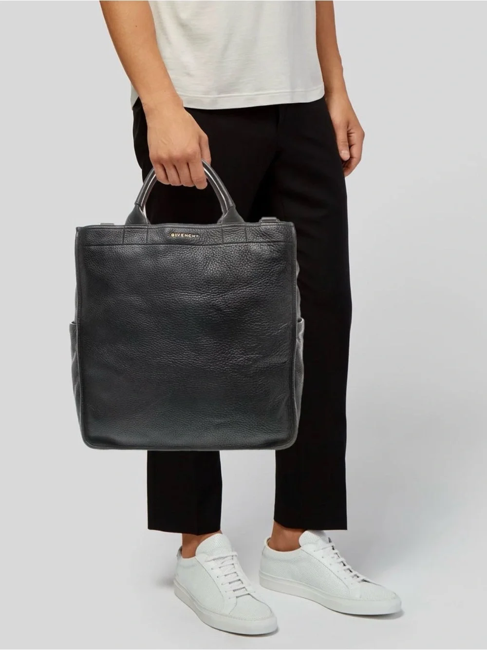 Givenchy Black Pebbled Leather Backpack Tote for Men